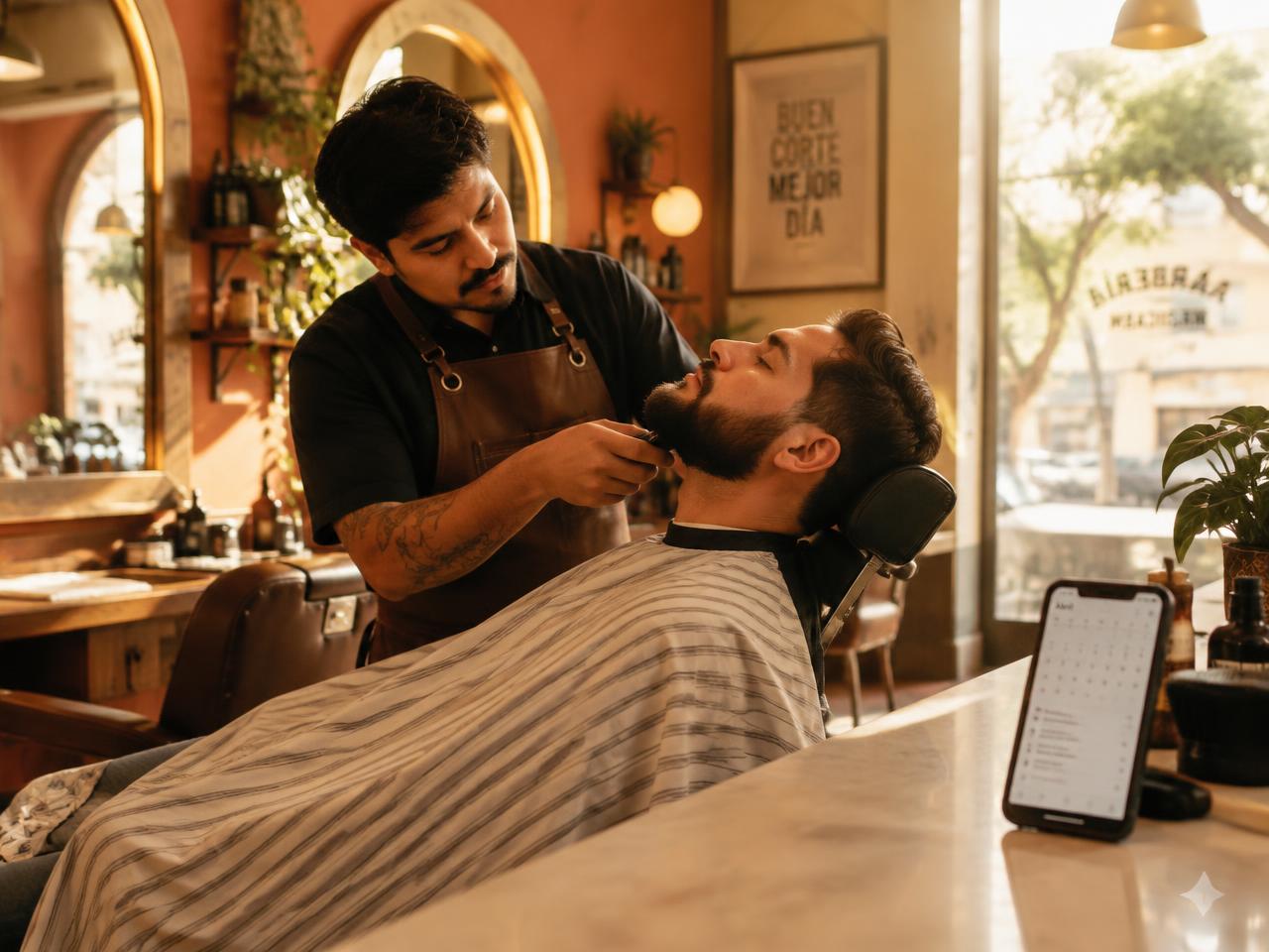 Barbero atendiendo a un cliente